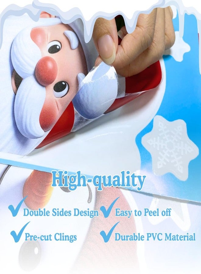 TSIMPLE 160 PCS Santa Window Clings, 9 Sheets Reusable Static Santa Claus Reindeer Snowman Christmas Decals Stickers, Winter and Holiday Decorations, Double Side Xmas Window Decals Ornament DIY Wall Door - Image 4